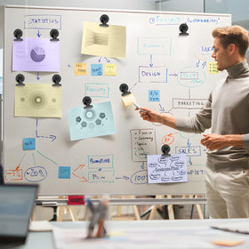 VNDUEEY heavy-duty magnet clip on whiteboard keeps notes tidy.