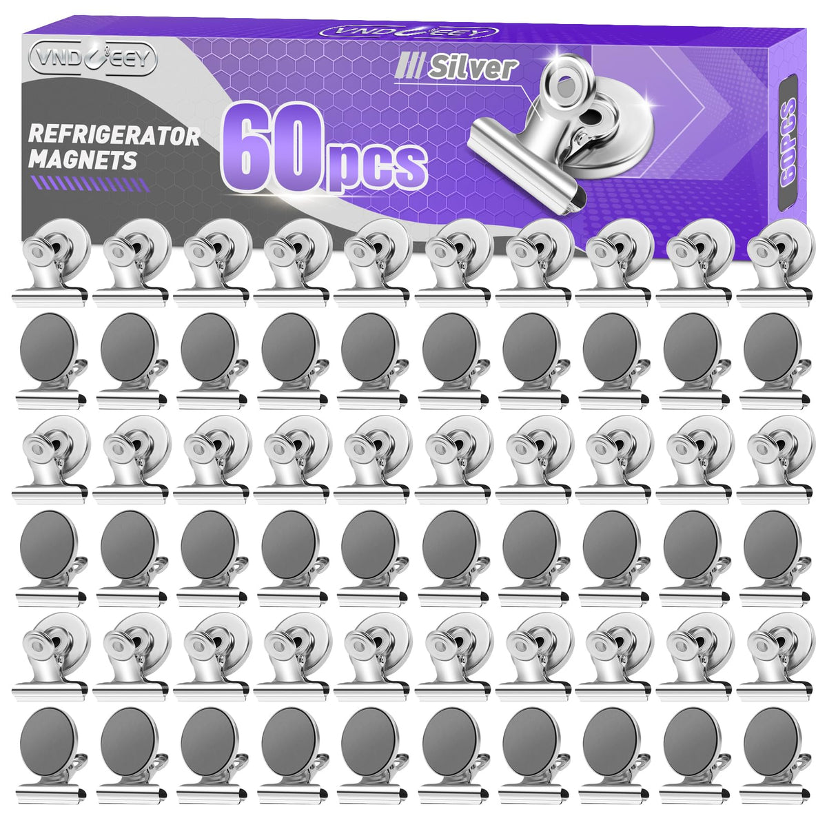 VNDUEEY magnetic clips, pack-shot, keep notes organized on metal surfaces.