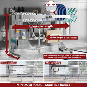 VNKZI over-sink rack extended length for larger sinks and more drying space.
