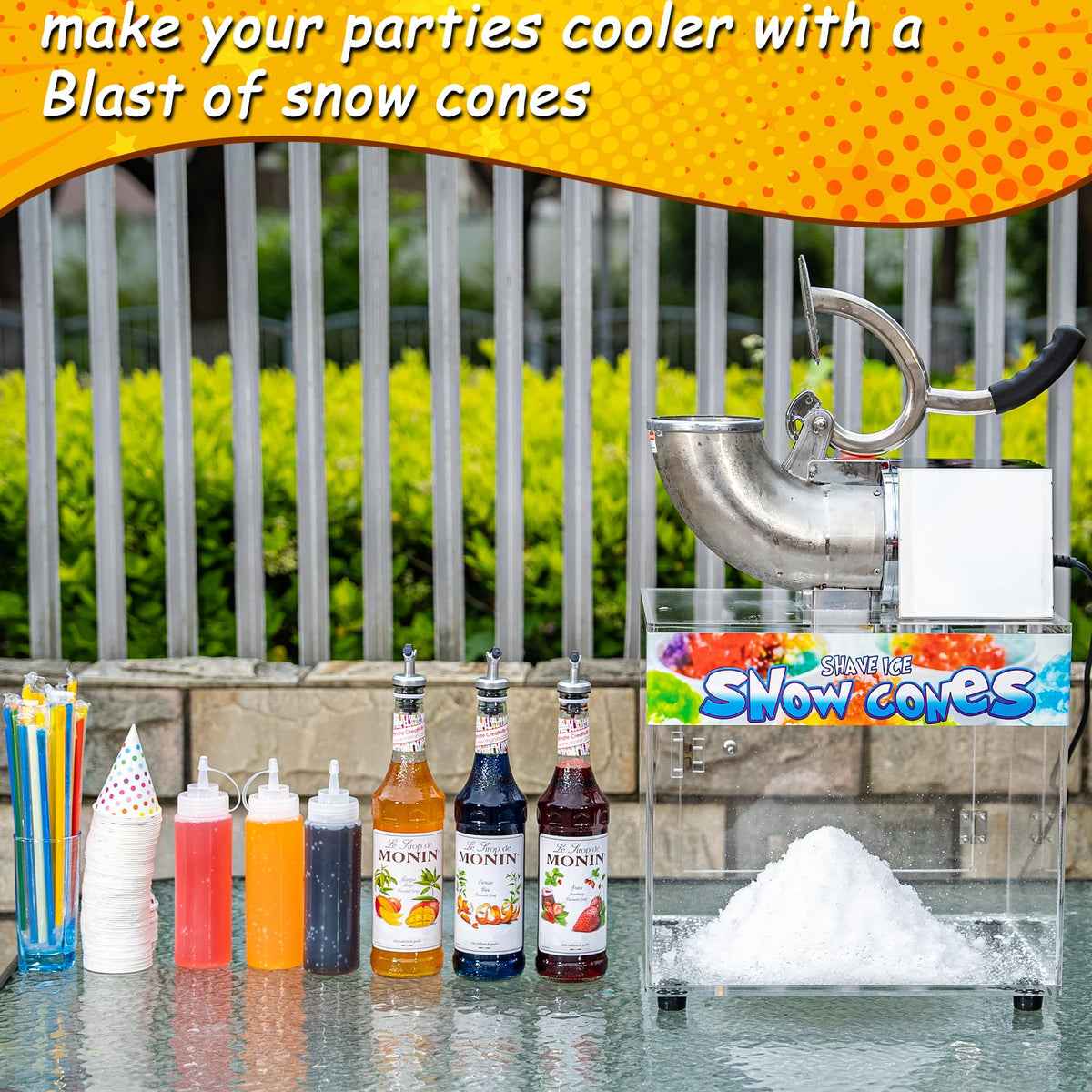 VNN 48L snow cone machine blades closeup showcases durable cutting blades.