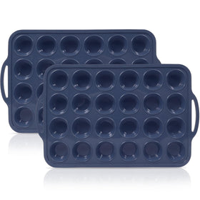 Vnray 2-pack mini muffin pan with metal frame for stable oven transfers
