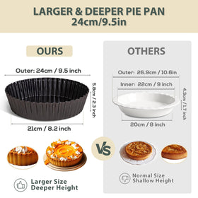 Vnray deep quiche pan with removable bottom for easy crust release