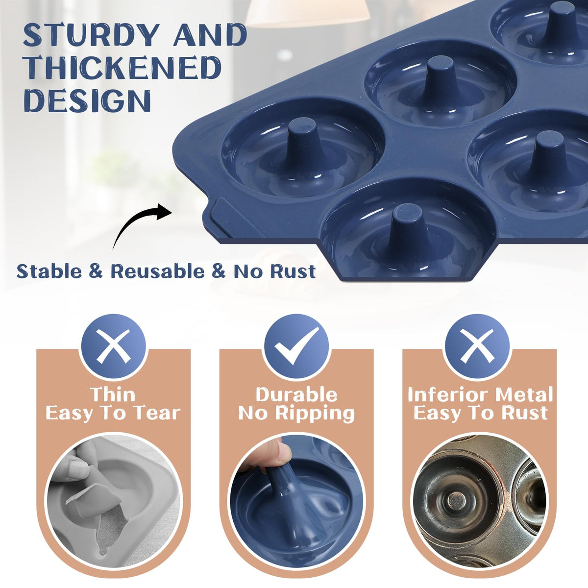 Vnray donut pan 3.5 inch holes ideal for small treats and bites.