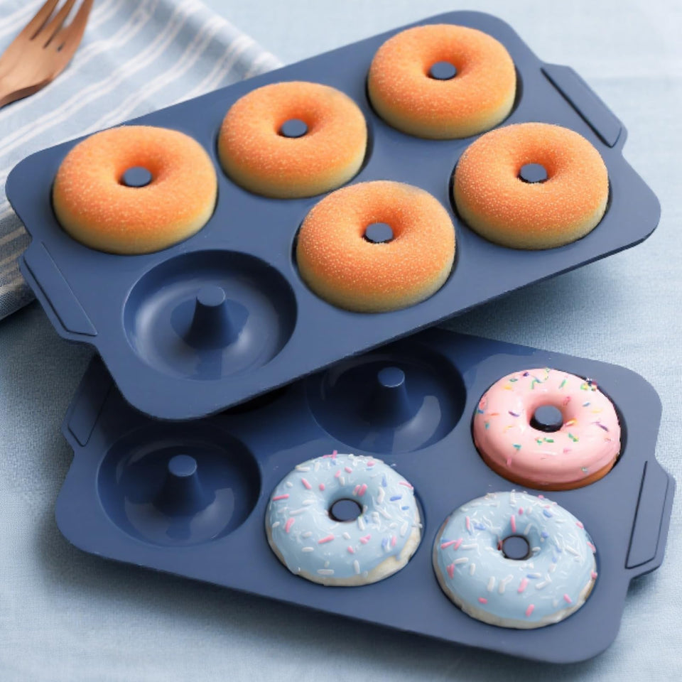 Vnray donut pan with metal frame, top view showing sturdy construction for easy handling.