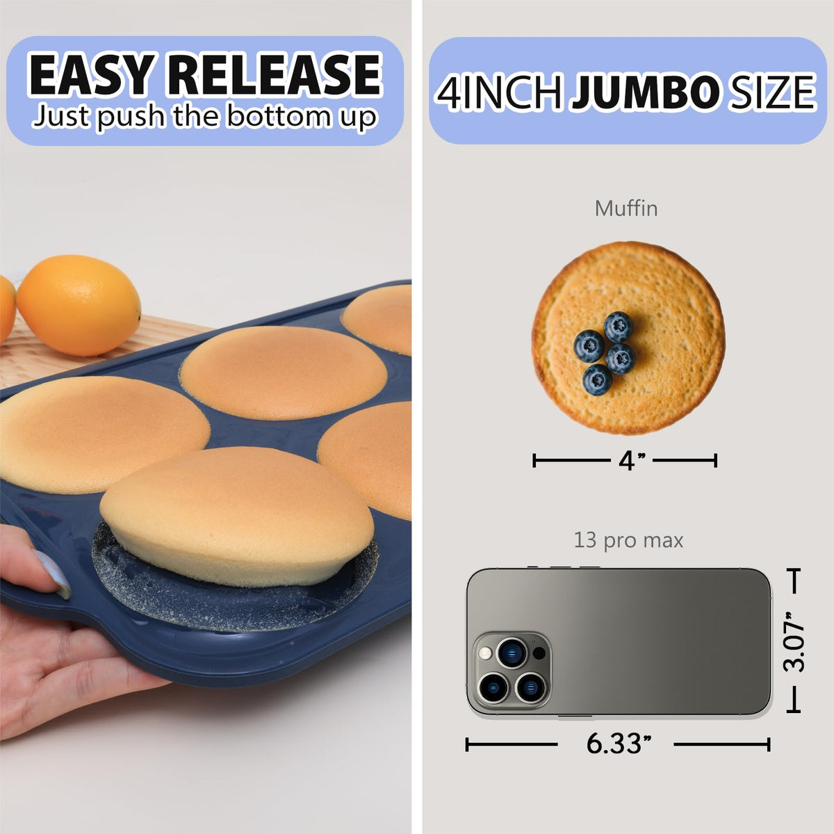 Vnray egg bite mold with sturdy handle for safe handling.