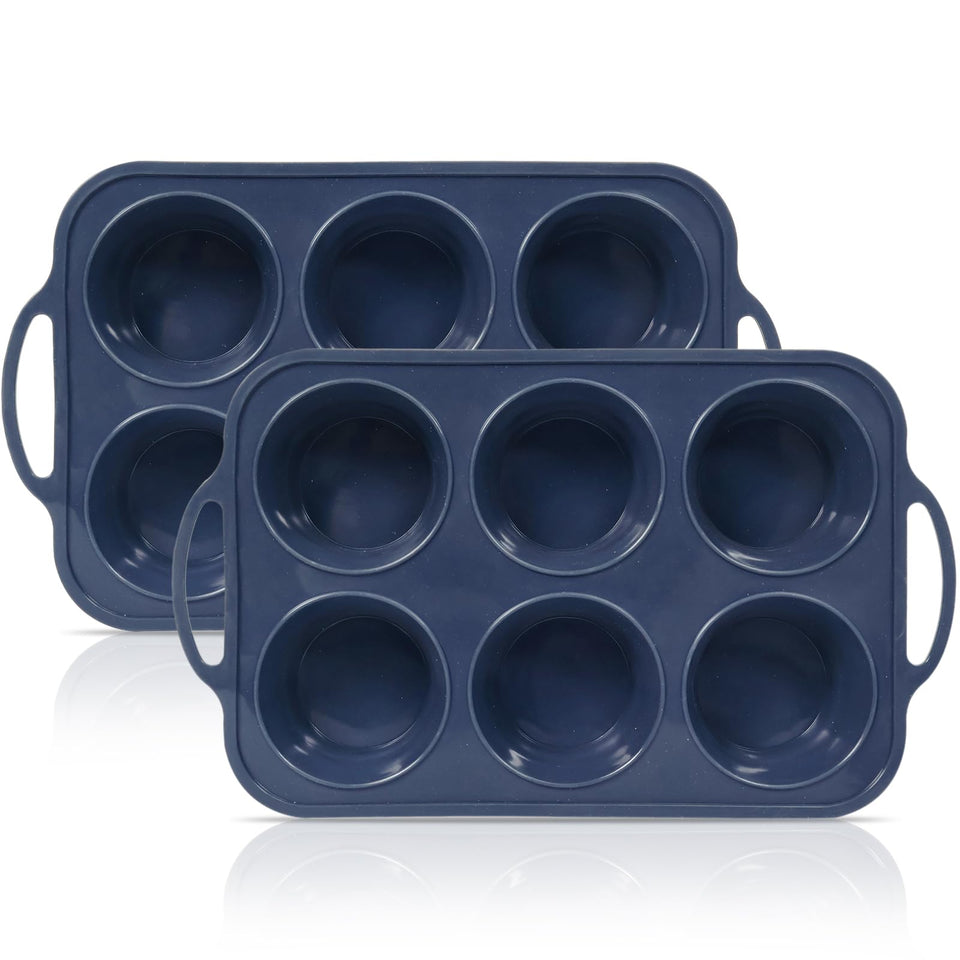 Vnray jumbo silicone muffin pan with metal frame for sturdy, large-batch bakes.