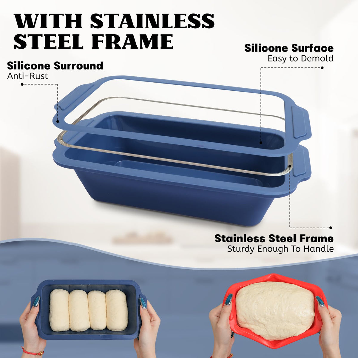 Vnray silicone loaf pan with nonstick surface for smooth loaf release