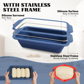 Vnray silicone loaf pan with nonstick surface for smooth loaf release