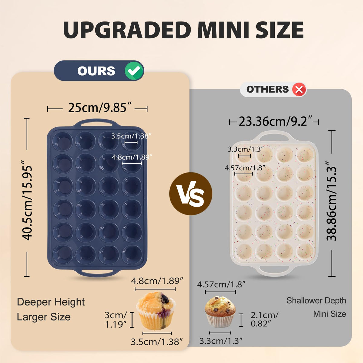 Vnray silicone muffin pan nonstick for easy release and cleanup