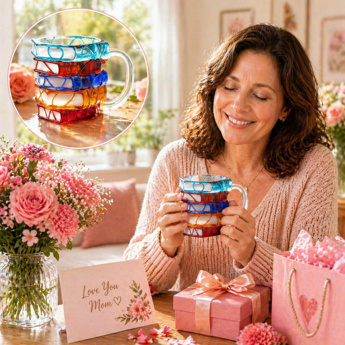 VNROSE 10 oz book mug enhances reading breaks with a playful vibe.
