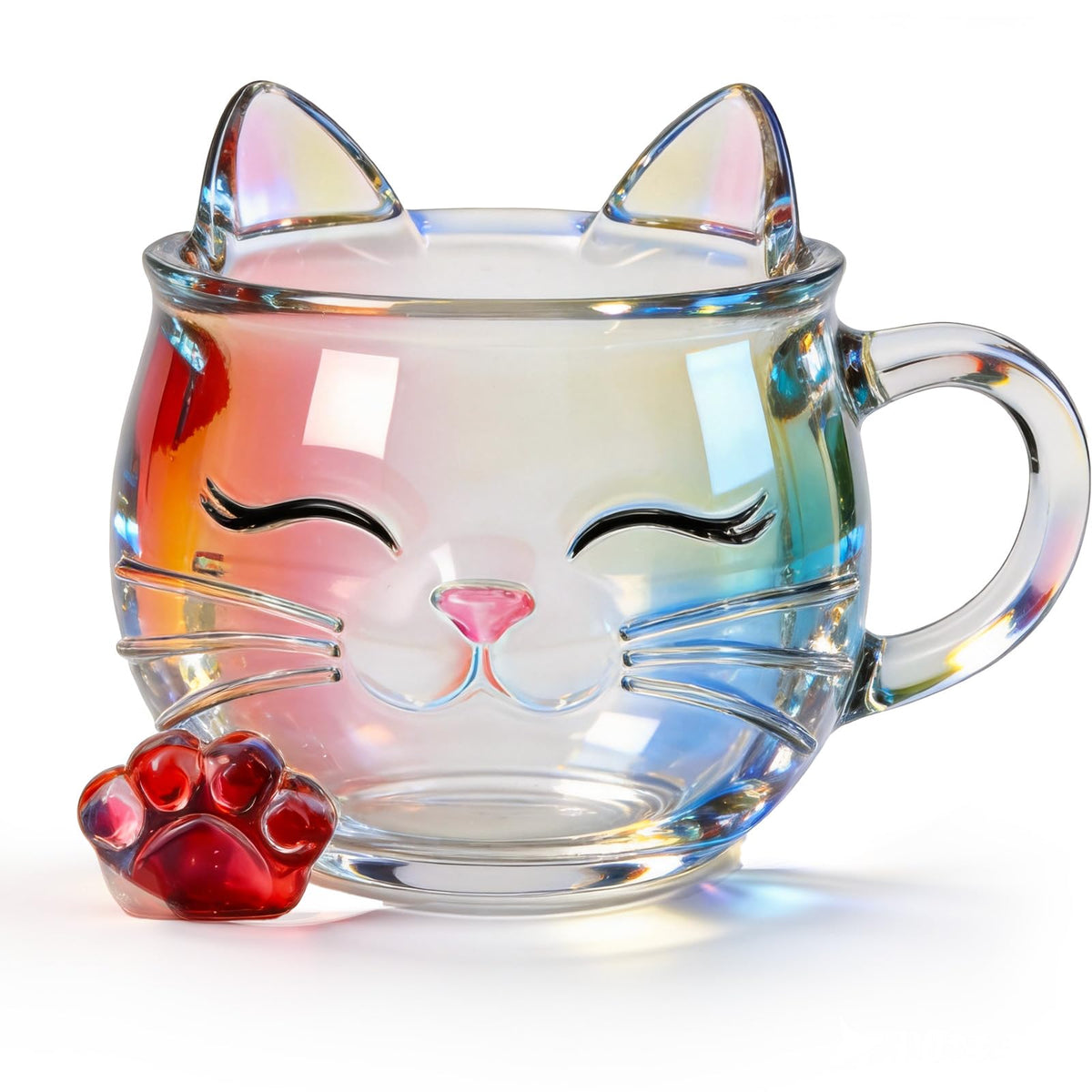 VNROSE Cute Cat Coffee Mug 12oz with crystal-clear resin finish for unbreakable use.