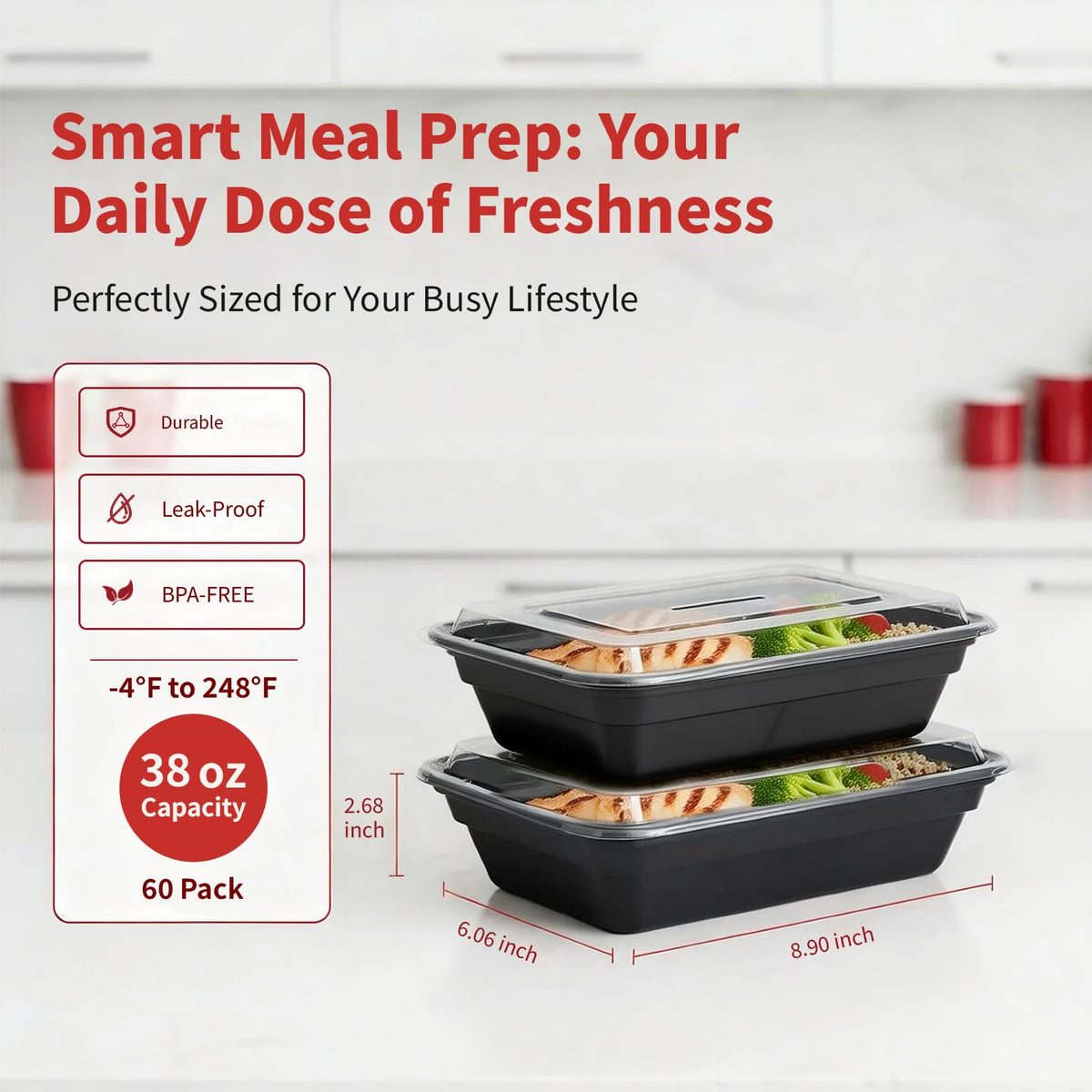 Voatree leakproof, stackable lids secure contents and save fridge space