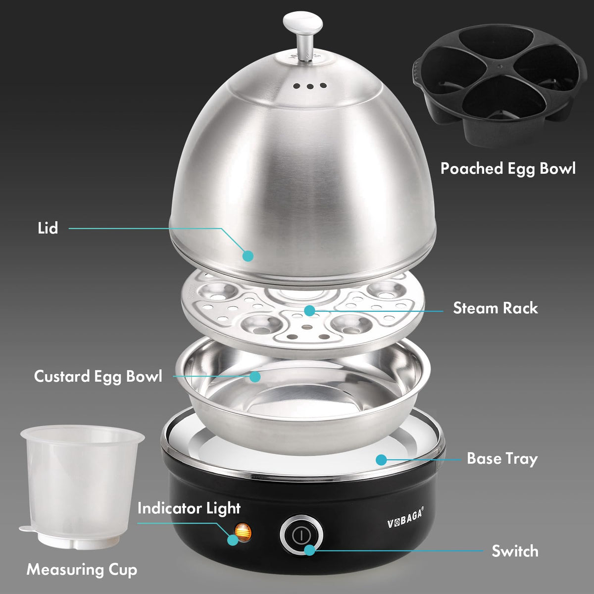 Auto shut-off button for safe, reliable cooking