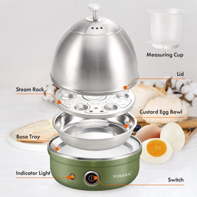 VOBAGA Egg Cooker with auto shut-off prevents overcooking.