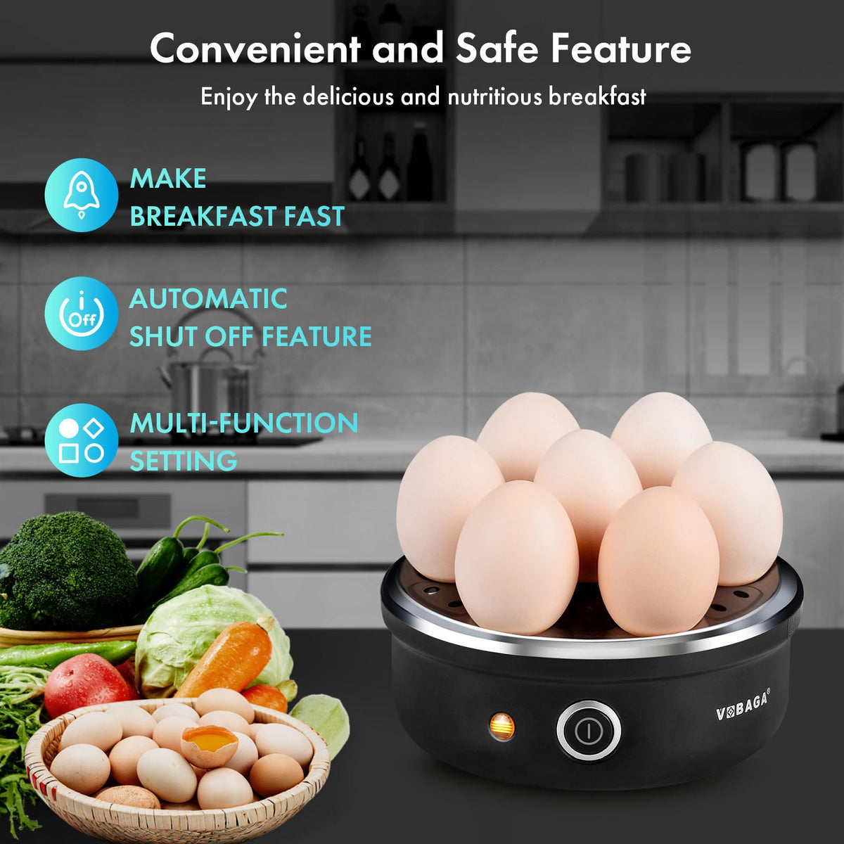 VOBAGA egg holder tray supports seven eggs for family meals