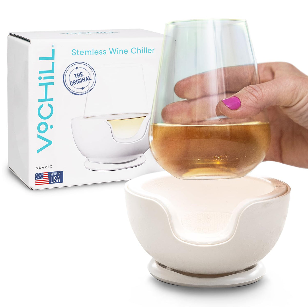 Fits a variety of stemless glasses for versatile chilling.