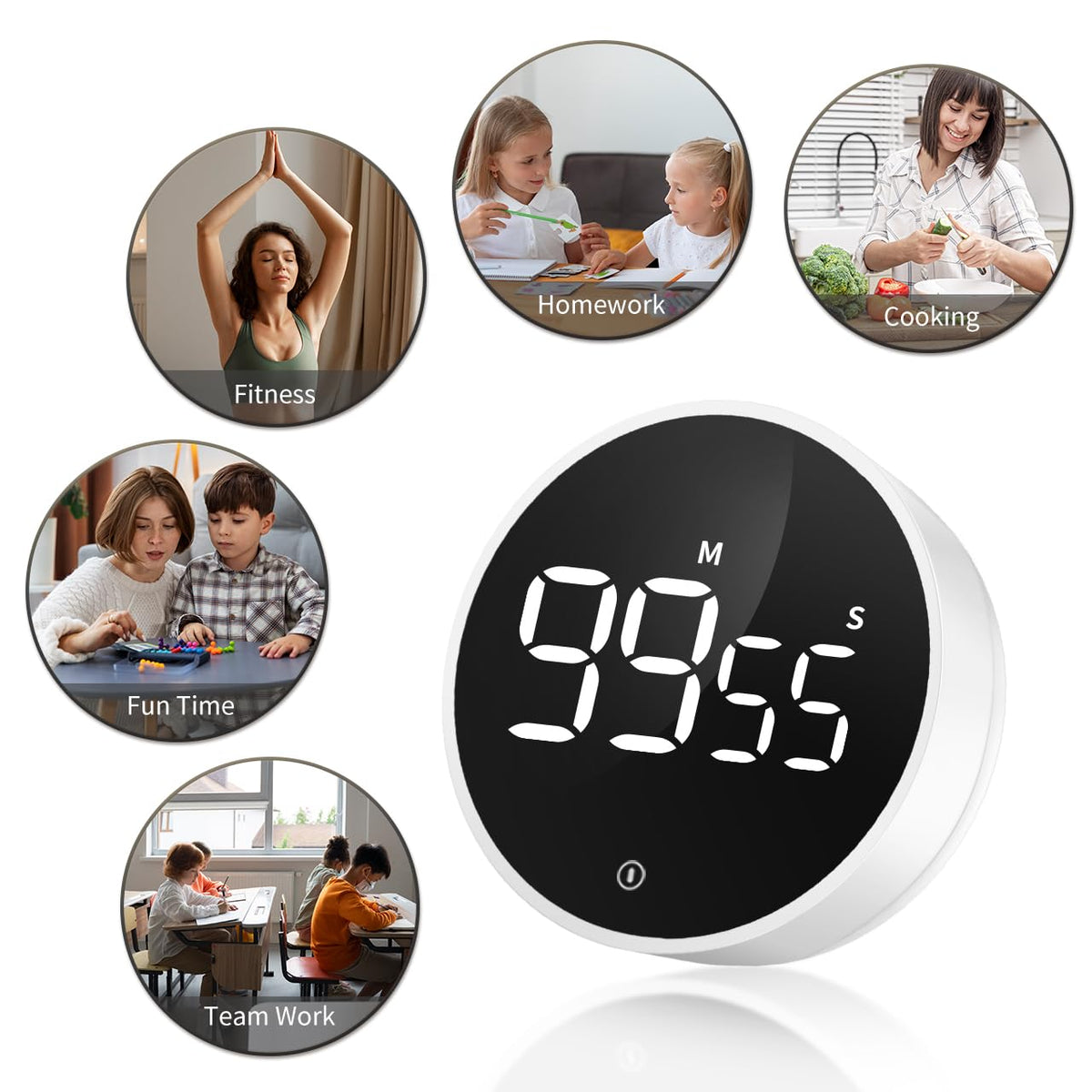 VOCOO timer is compact and modern for kitchens, desks, and classrooms.