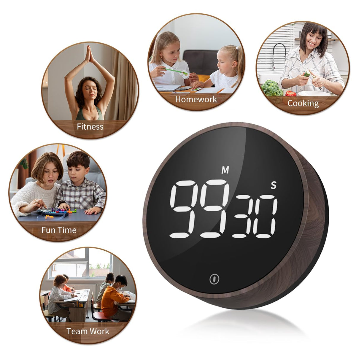 VOCOO timer features a compact modern design for any countertop