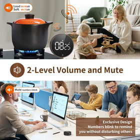 VOCOO timer eco brightness saves battery for extended kitchen use