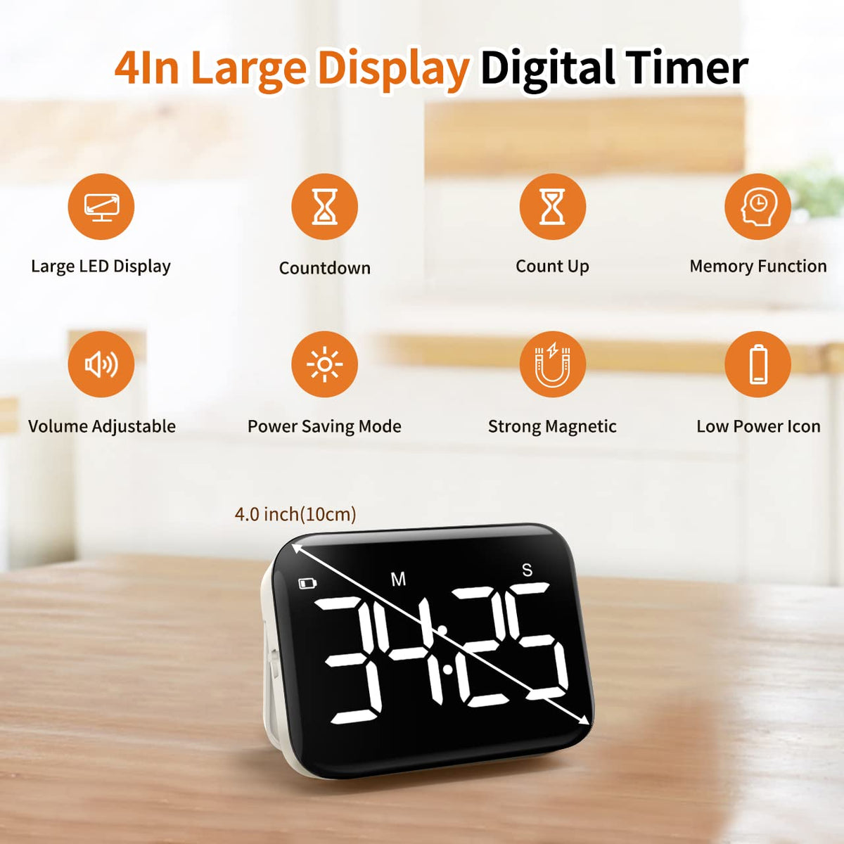 VOCOO digital timer display shows countdown and memory function for quick reuse