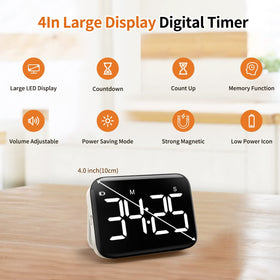 VOCOO digital timer display shows countdown and memory function for quick reuse