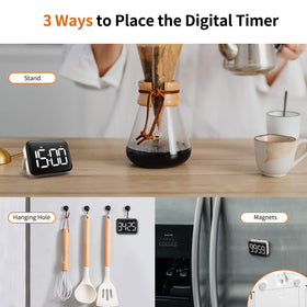 VOCOO timer in kitchen setup demonstrates practical timing for cooking and study tasks