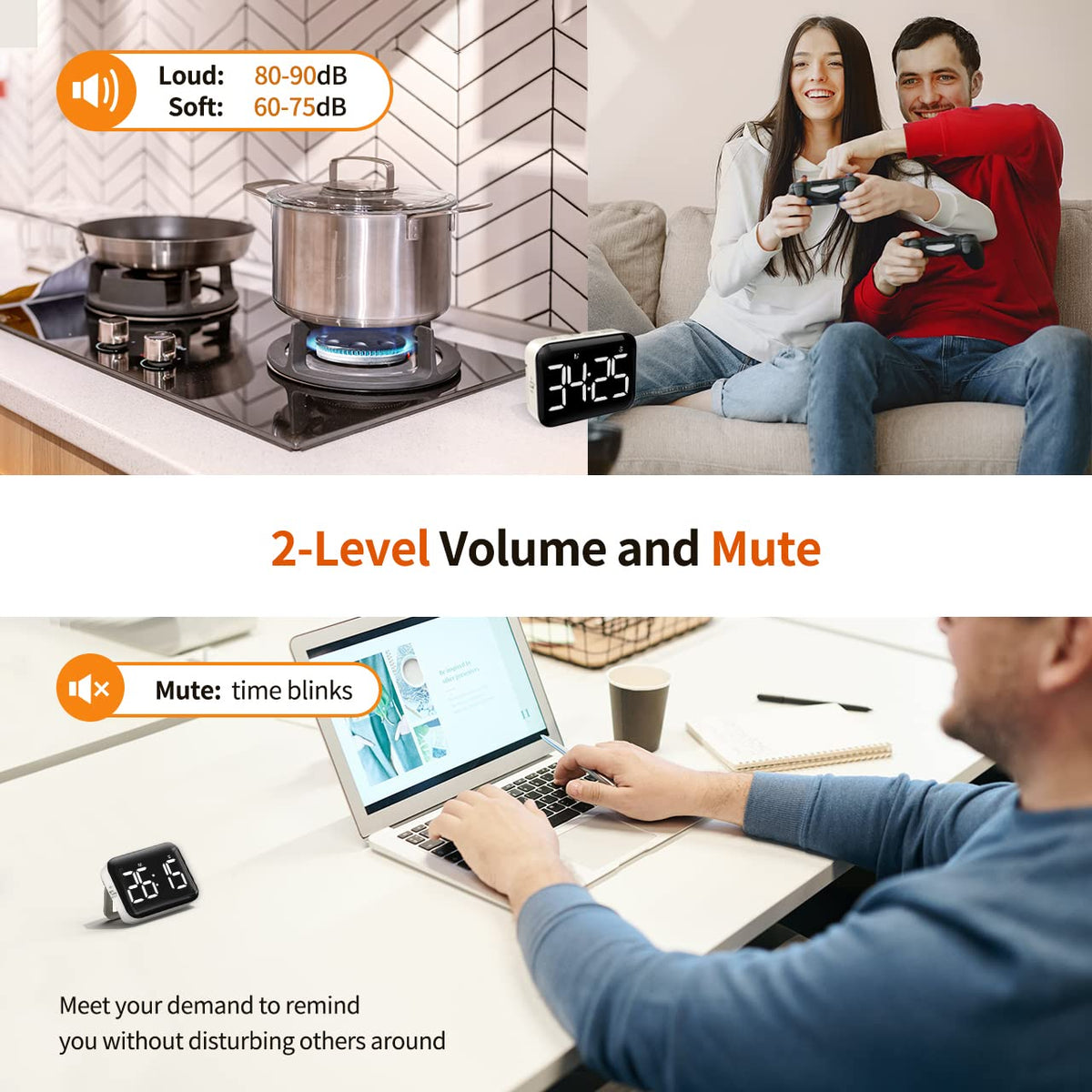 VOCOO timer magnetic back secures to a fridge for convenient access