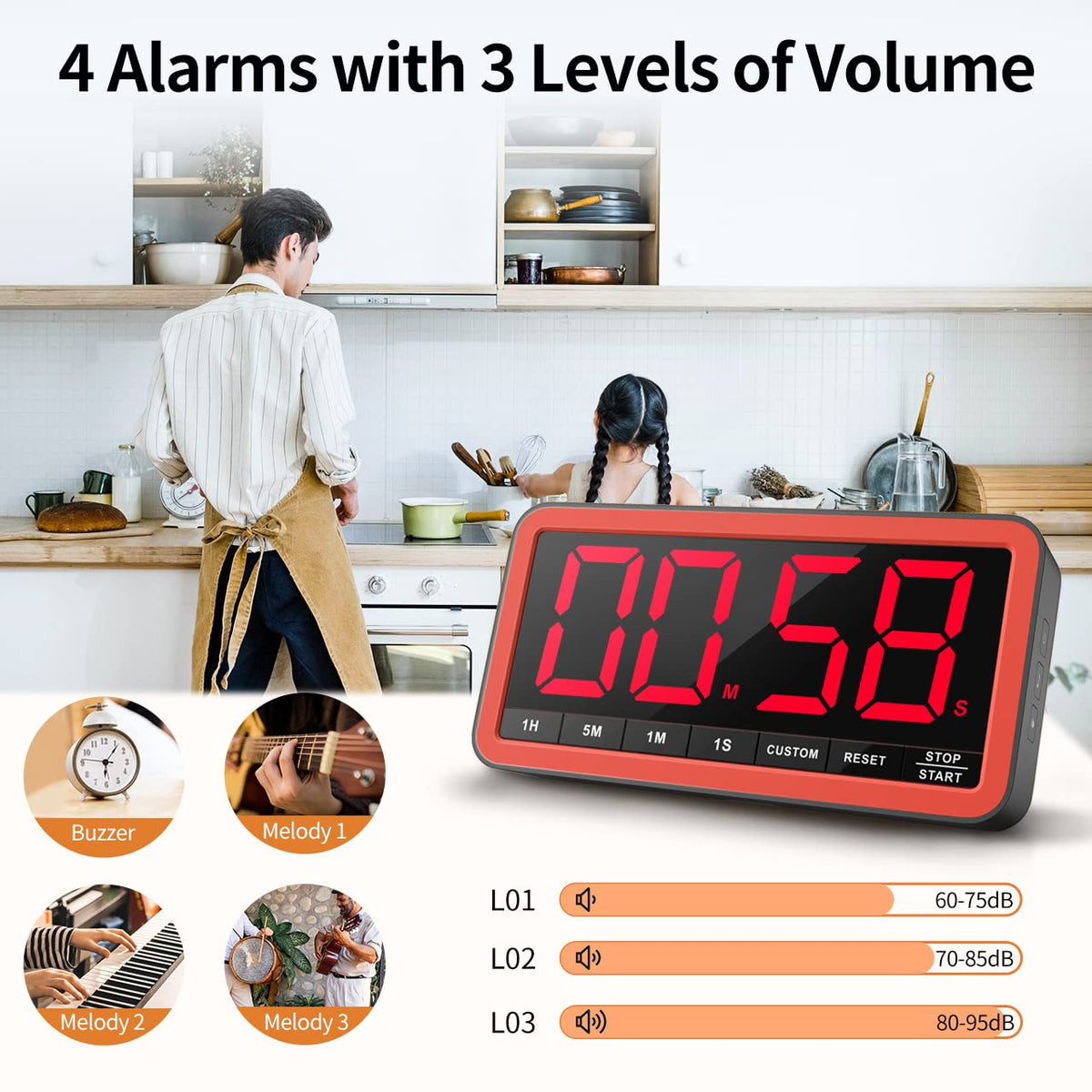 VOCOO 99-hour countdown timer suitable for long events and study sessions.
