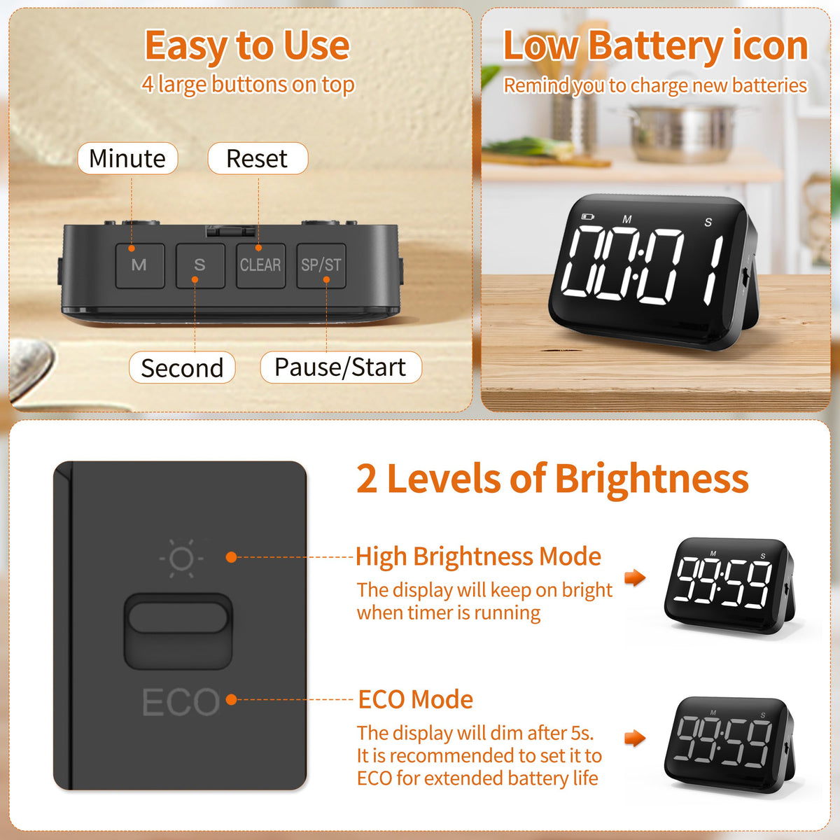 VOCOO timer batteries included for immediate setup.