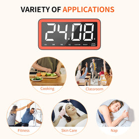 VOCOO timer with stand and hanging hole for flexible placement.