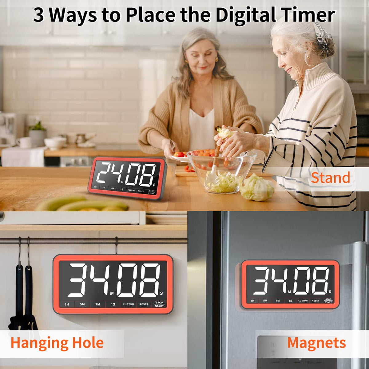 VOCOO timer offering long battery life for daily routines on low brightness.