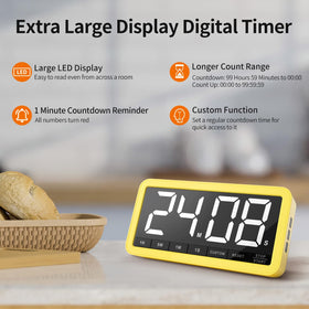 VOCOO timer attached to fridge magnetically for hands-free timing