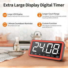 VOCOO timer mounted on fridge with magnetic LED for hands-free time management.