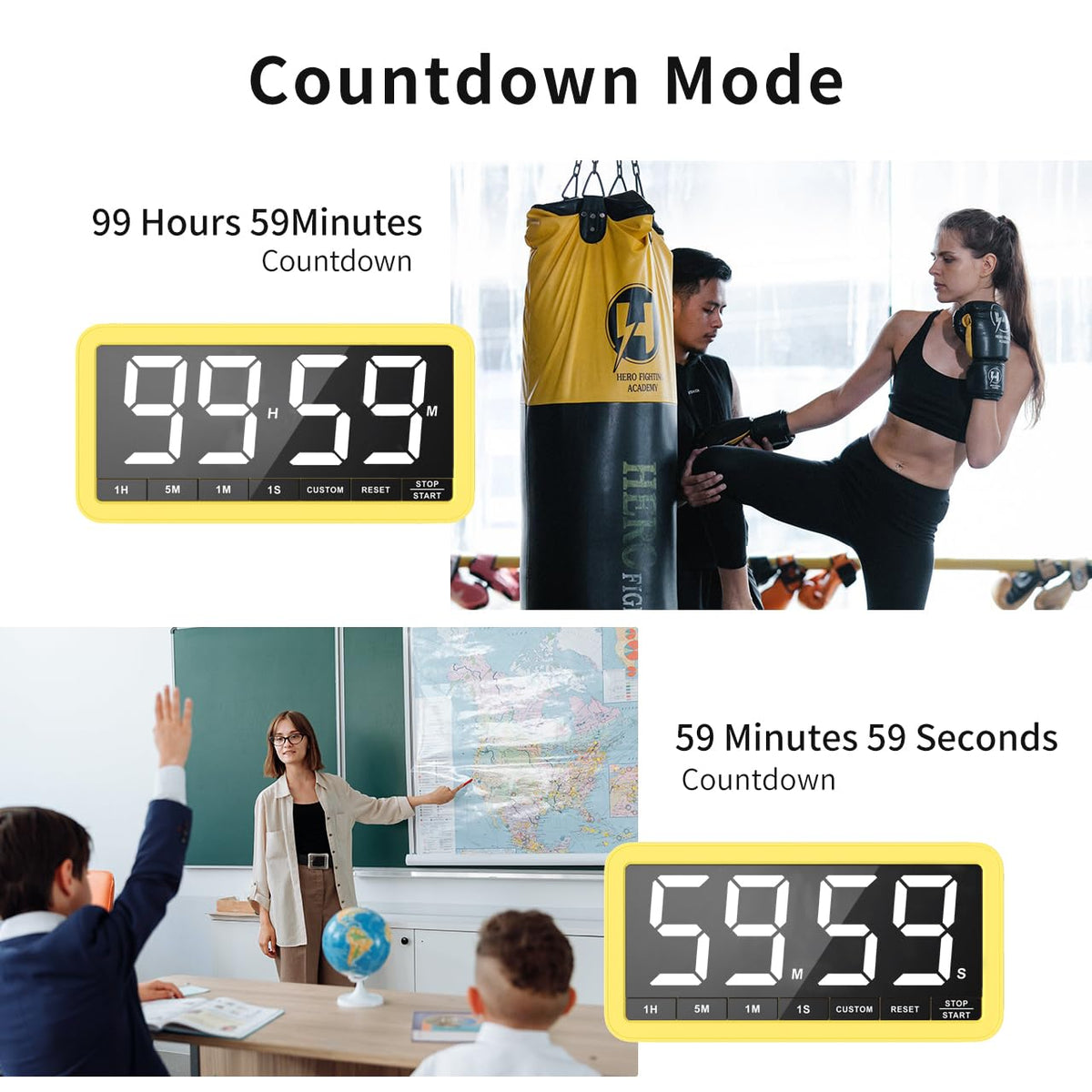 VOCOO timer in silent mode with screen flash for library use