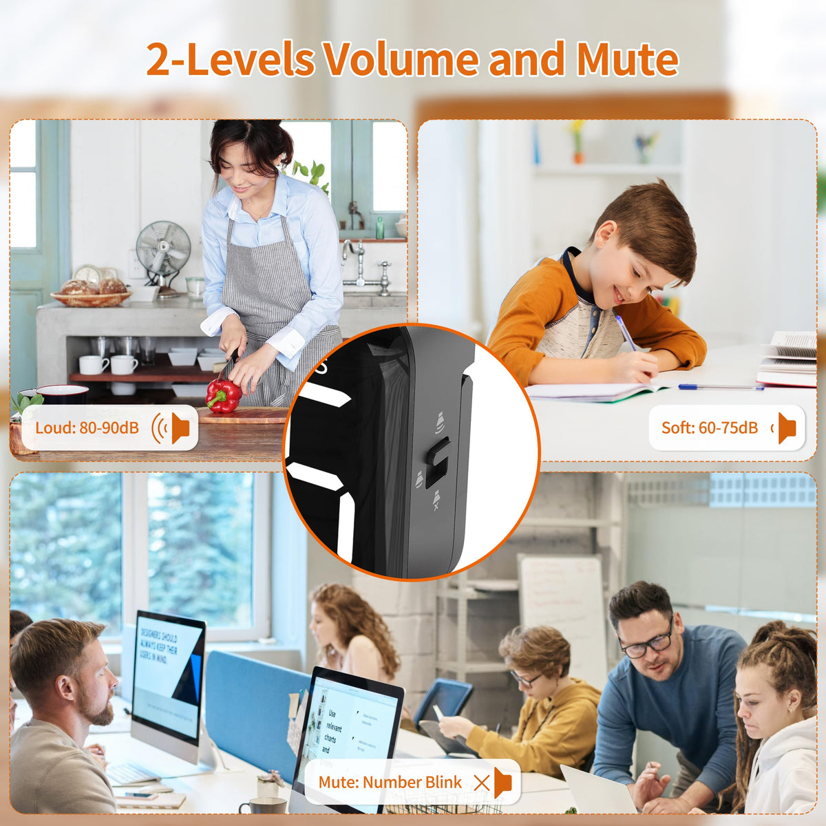 VOCOO timer volume levels provide audible alerts in busy spaces.