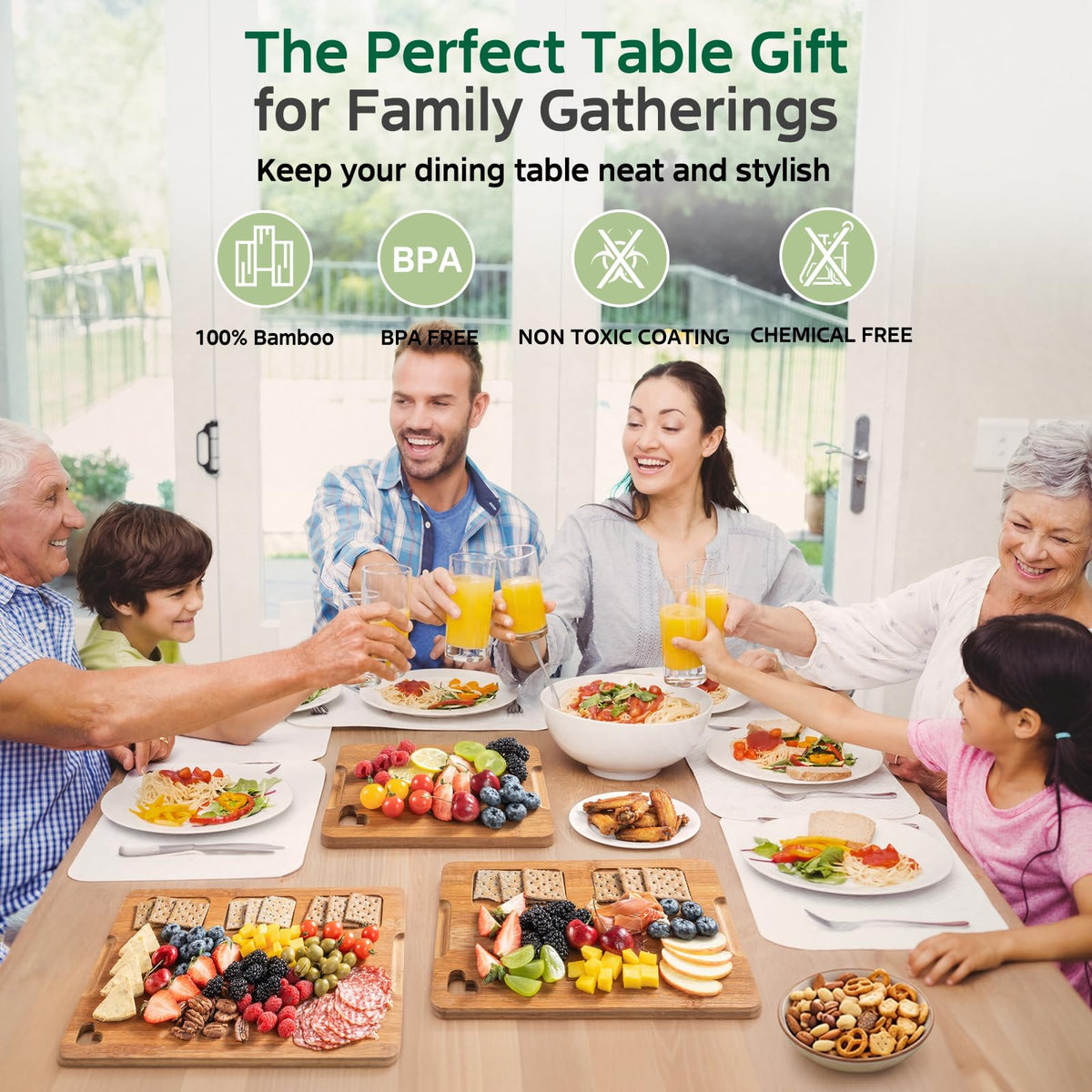Vocvee cutting boards with hanging holes for air drying and organization