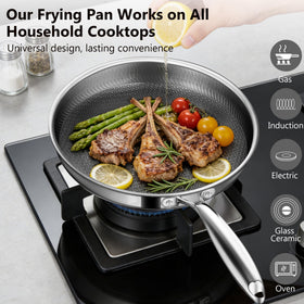 Vocvee tri-ply stainless steel pan heats evenly for browning