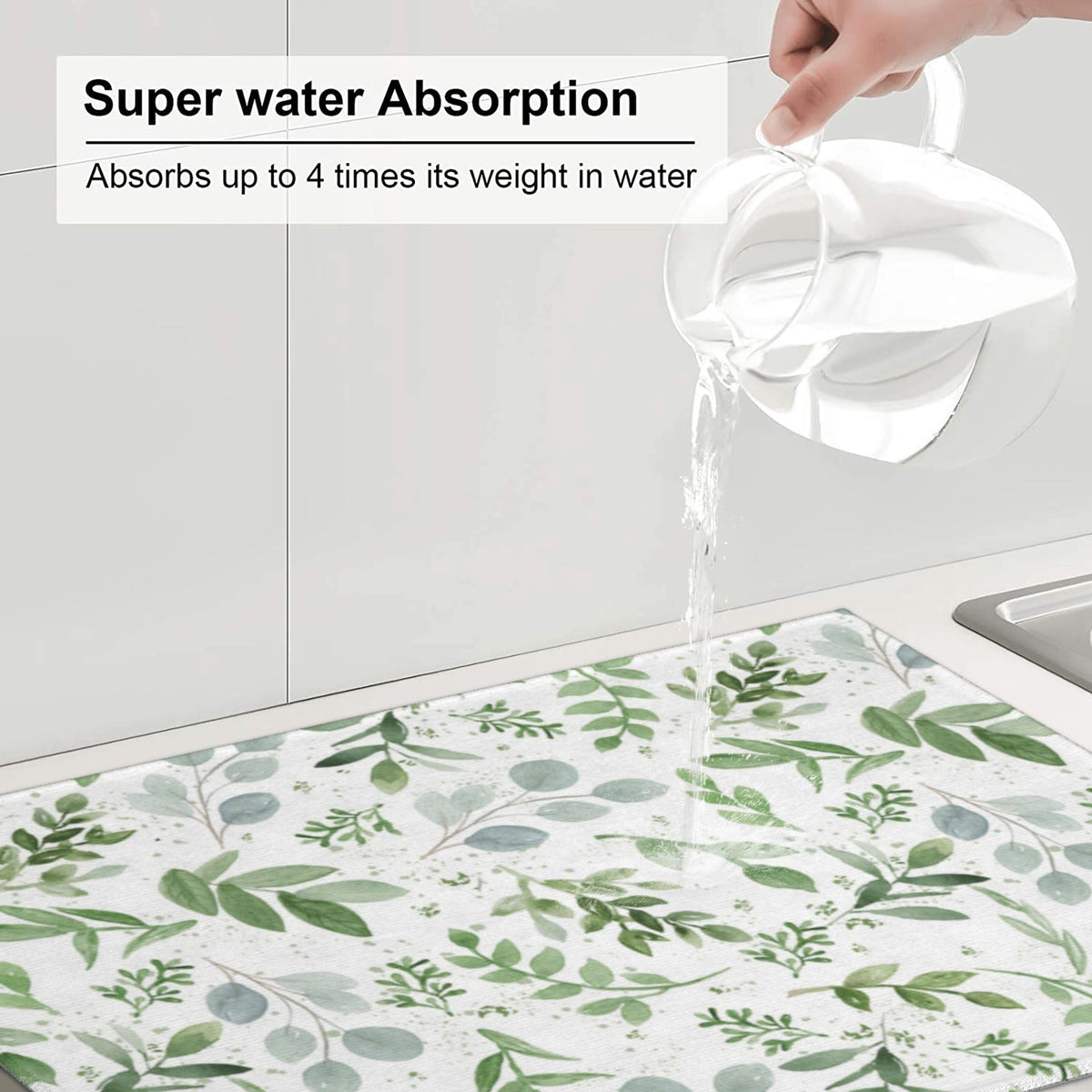 Vodbne Sage Green Mat features a sponge core for sturdy, quick drying support.