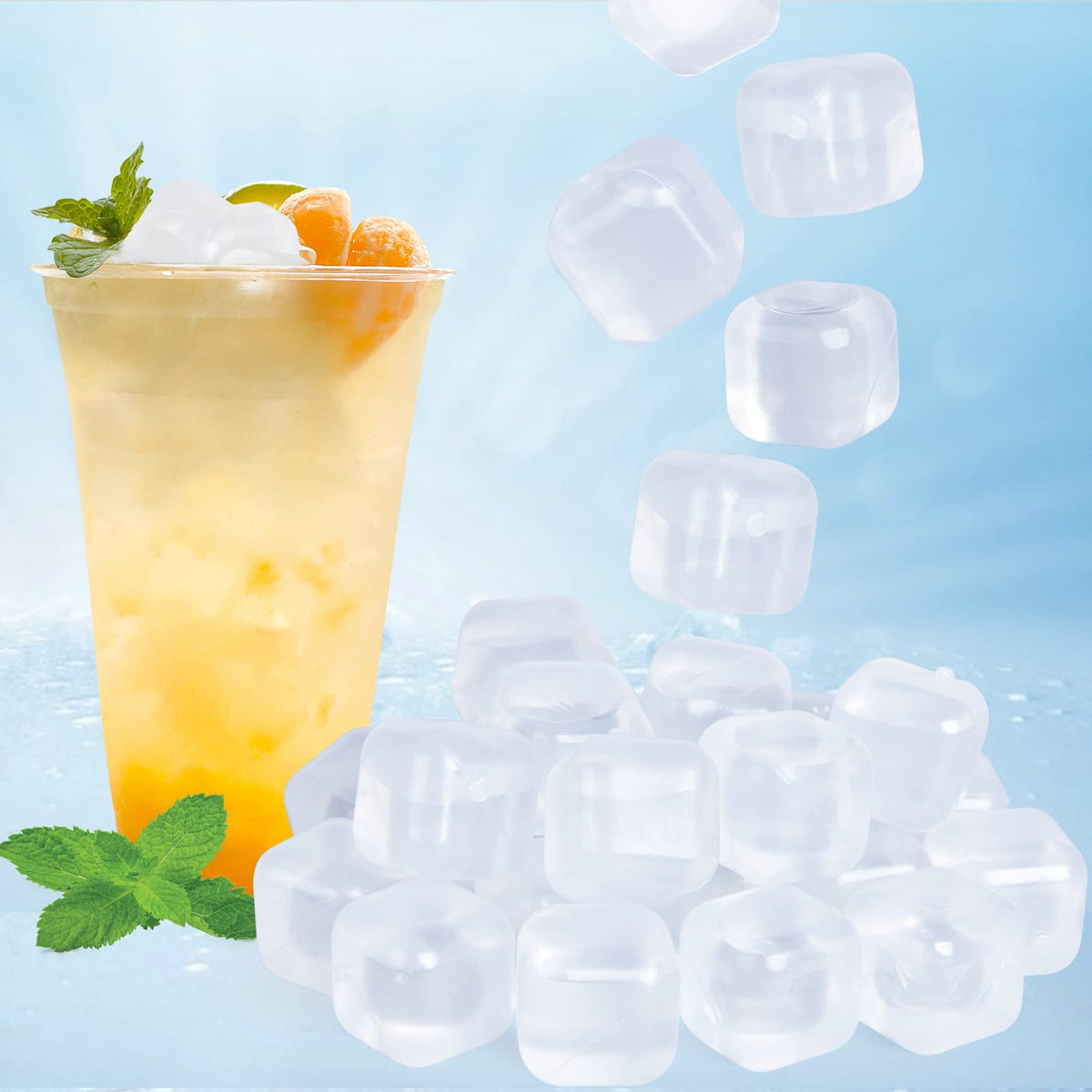 VOGVOG 80-pack reusable square ice cubes for consistent chilling without dilution.