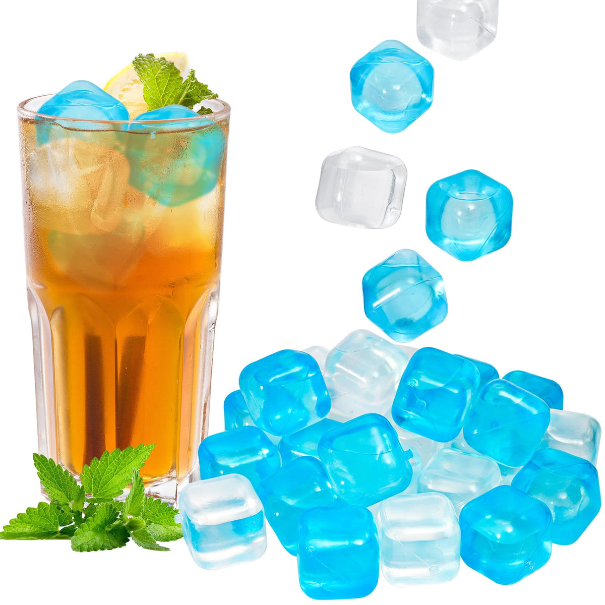 VOGVOG 80-pack square ice cubes for drinks providing BPA-free chilling without dilution.