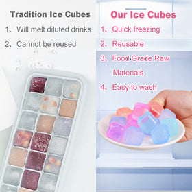 VOGVOG BPA-free plastic ice cubes in a tray, safe and reusable cooling option