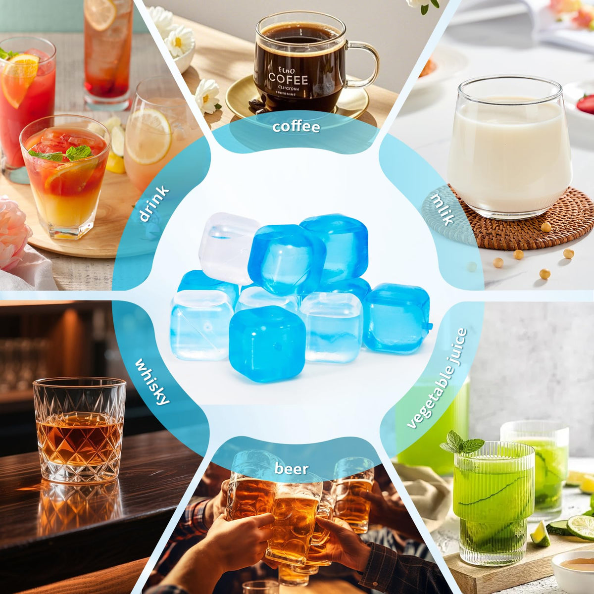 VOGVOG reusable ice cubes for kitchen and bar use.