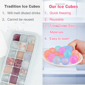 VOGVOG refreezable round ice cubes keep beverages colder longer.