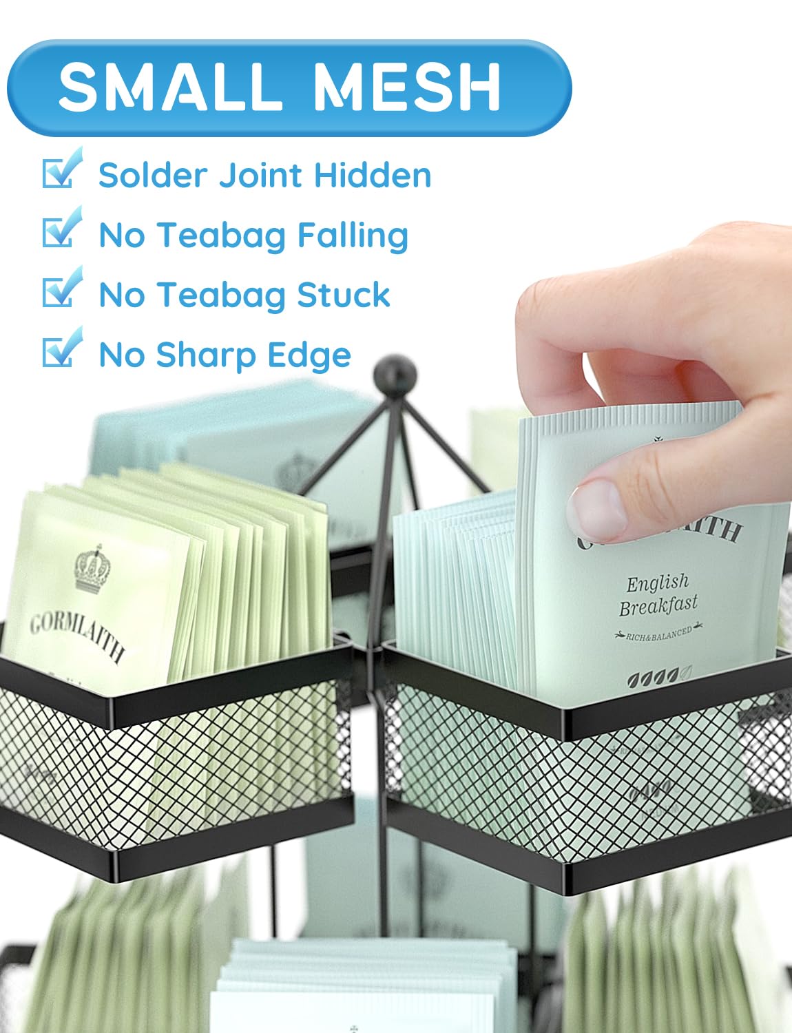 VOGWOLTH tea bag organizer on kitchen counter keeps essentials within reach.