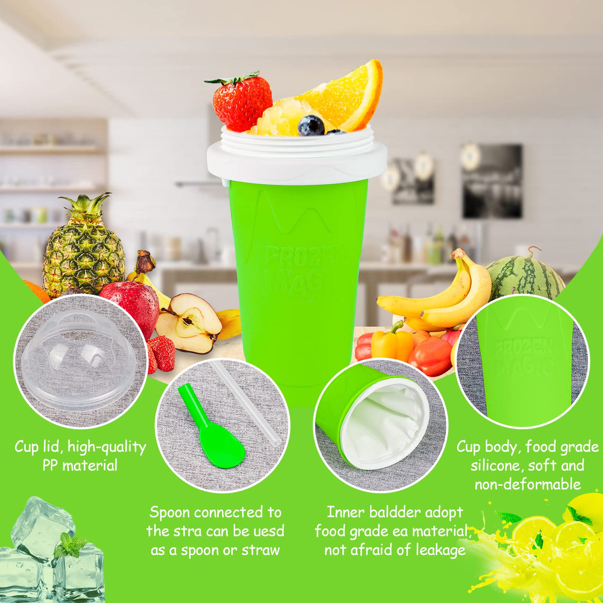 VOIEOV Slushy Maker Cup premium silicone for durable, reusable frozen treats