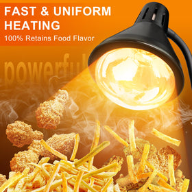 VOJPGJP 250W heat lamp at a buffet keeps items at serving temperature.