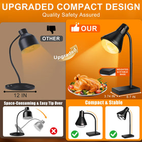 VOJPGJP Black restaurant heat lamp for versatile warming tasks in kitchen.