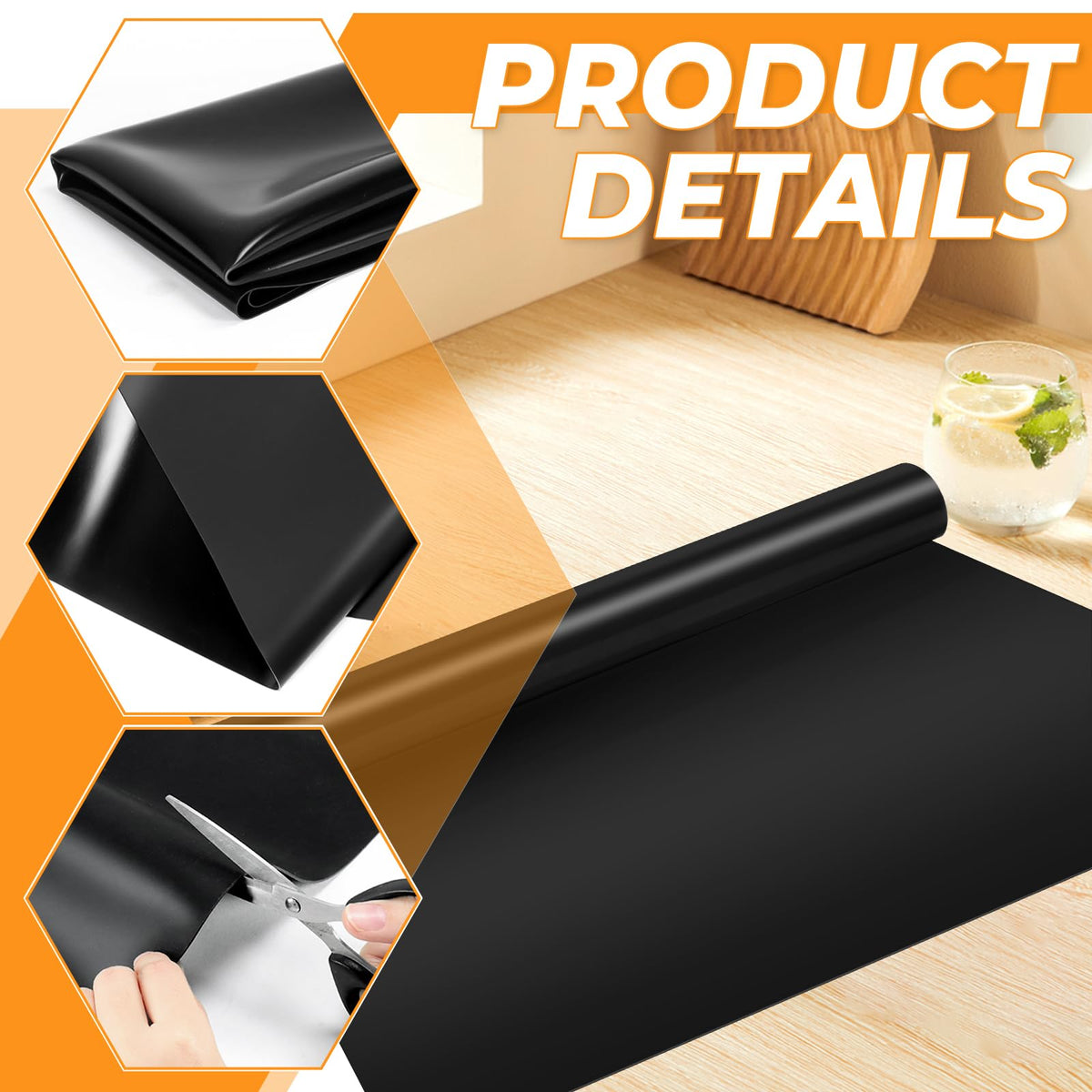 VOKOY silicone mat for kitchen use 36x24 non-slip surface stays in place