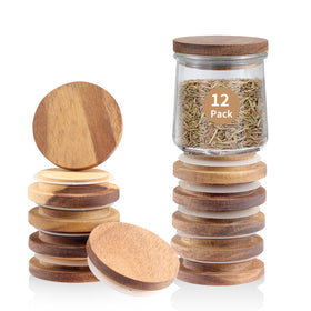 VOLCANOES CLUB Oui jar lid in natural wood finish for airtight storage.