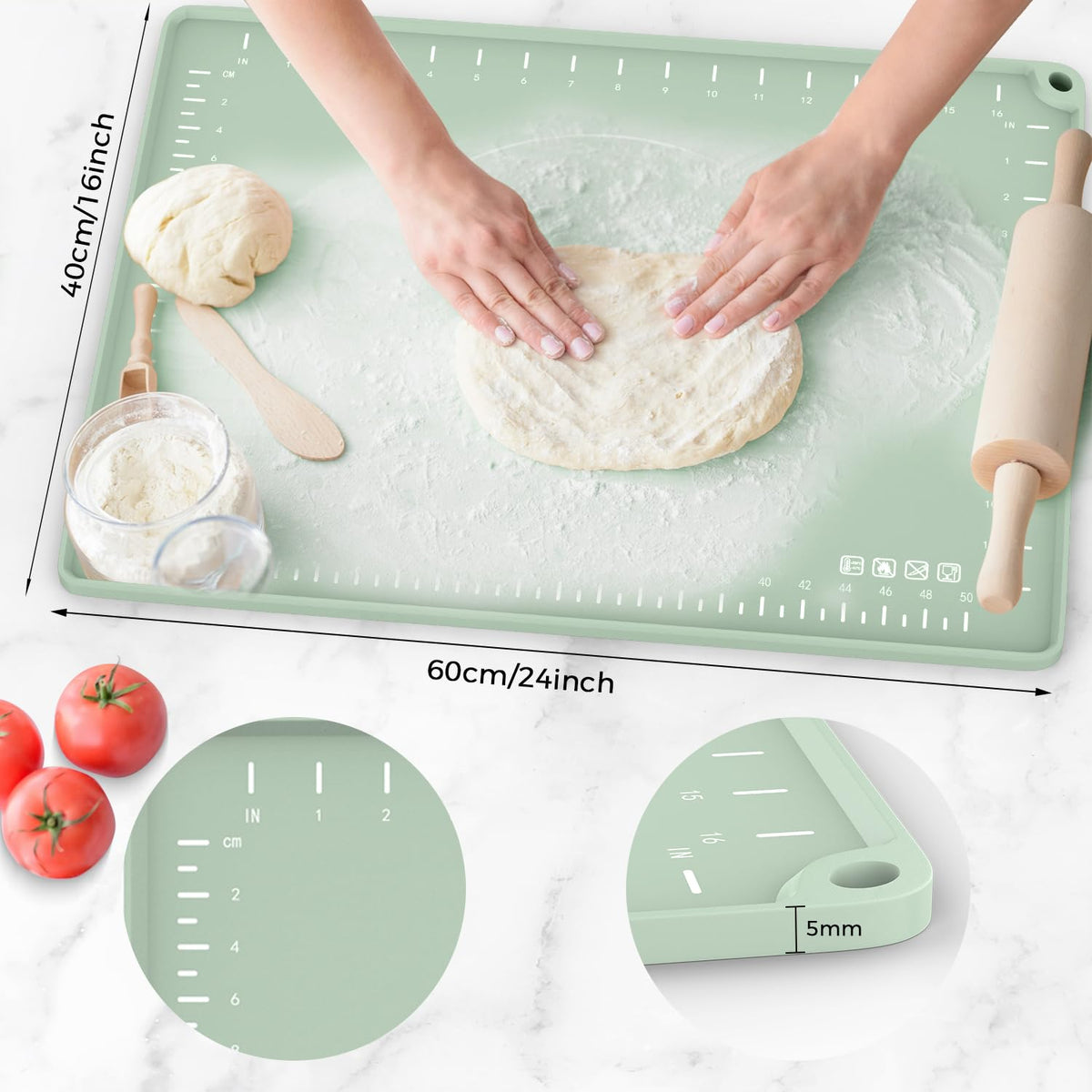 Volikos mat showing metric and inch measurements for precise sizing